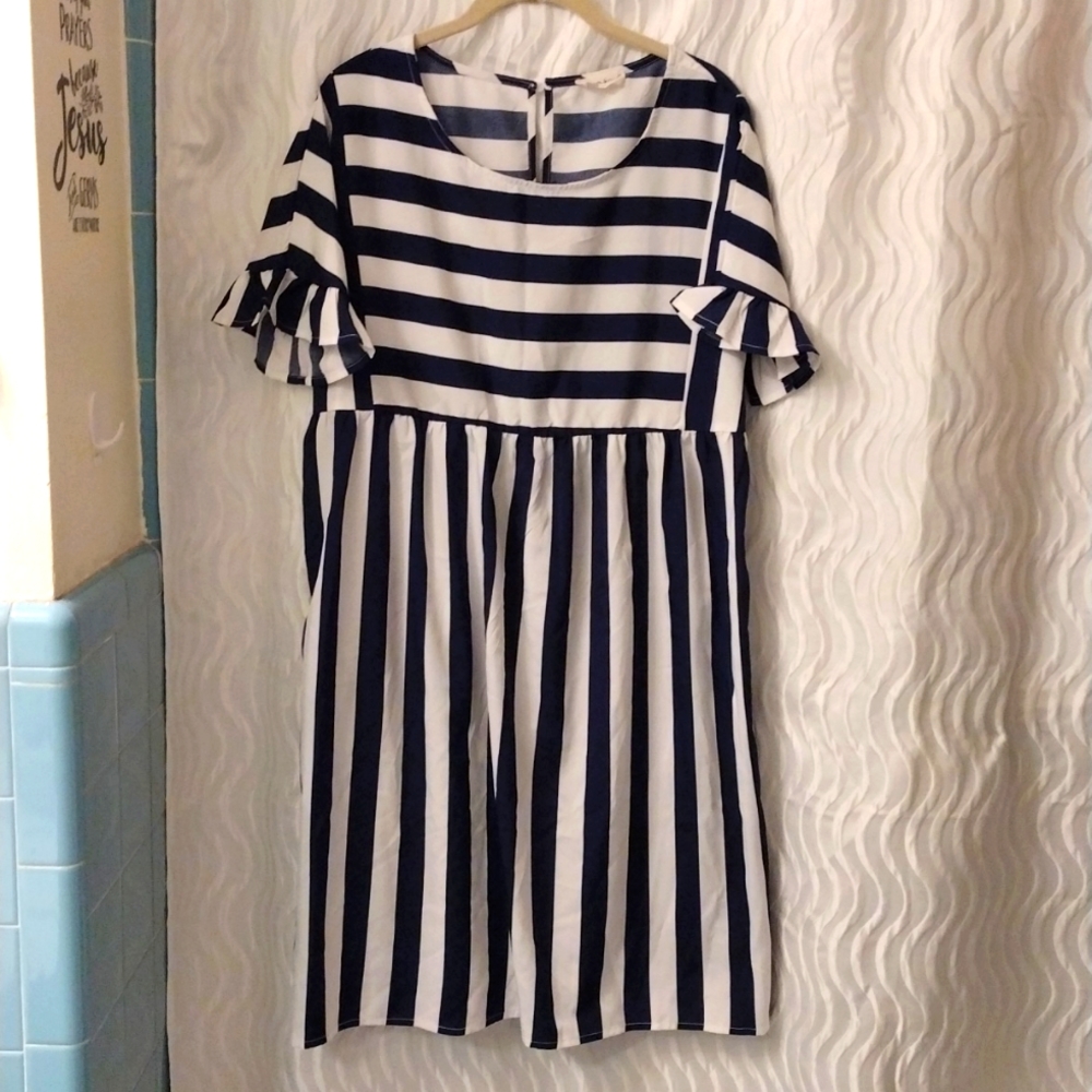 Anna-Kaci California XL 10 Fit Flare dress Flouncy Short Sleeves Sping Flirty
